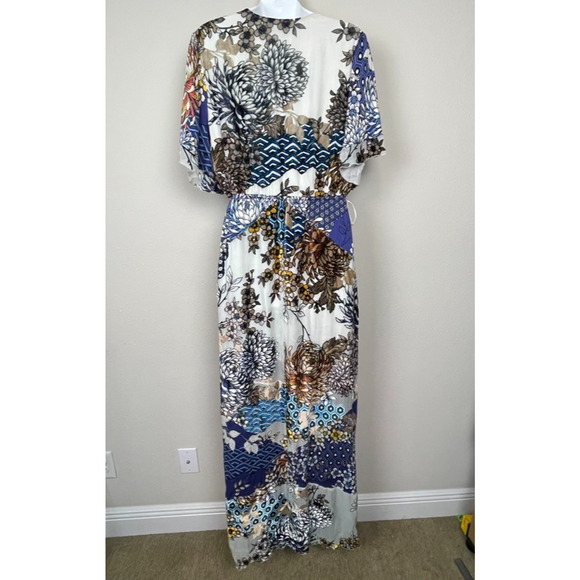 Hale Bob Maxi Dress Size M Boho Velvet Burnout Floral Festival Slit Viscos Blend - Picture 8 of 14